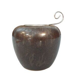 Vintage Tiki Table Lamp Brown Pottery Marked CA04